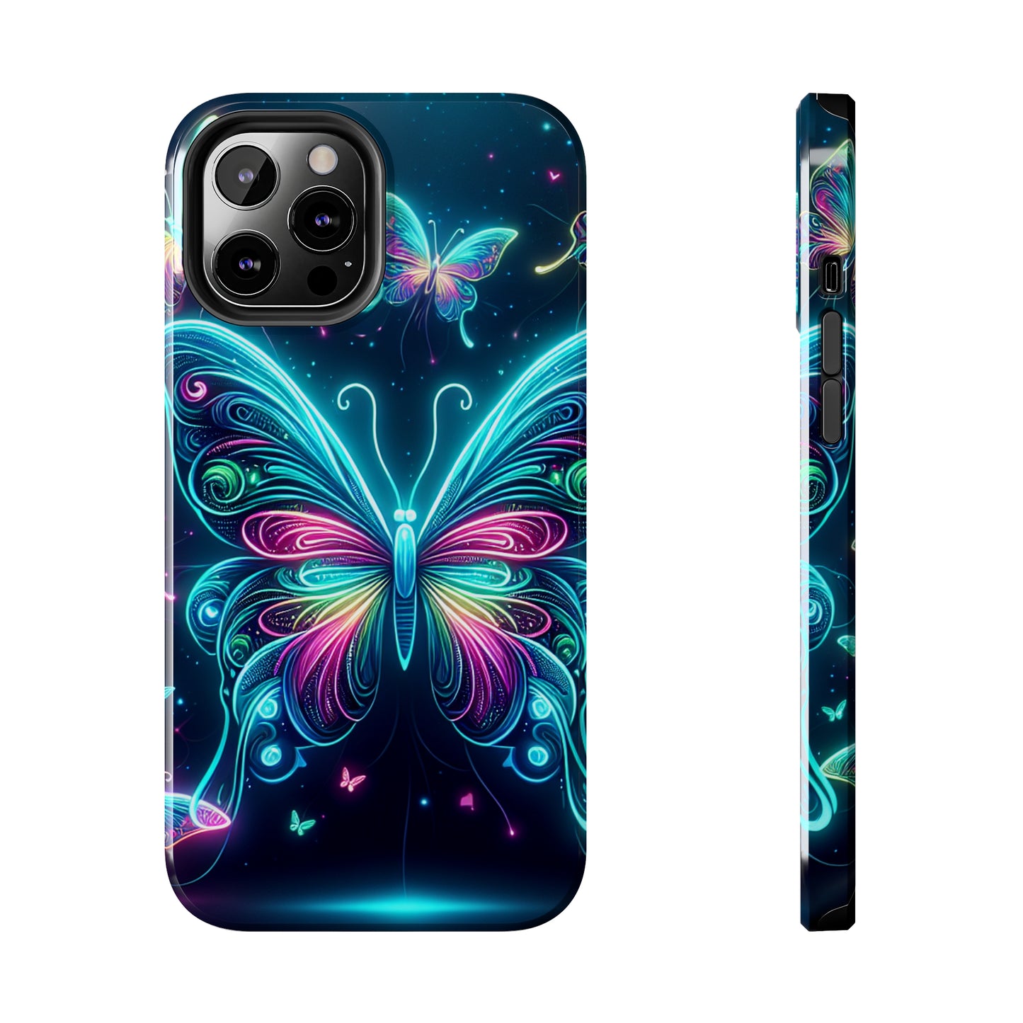 "Neon Butterfly Glo-Rama" NEON Butterflies Tough Phone Case Iphone 6 7 8 9 10 11 12 13 14 SE X XR XS Pro Max Mini Plus