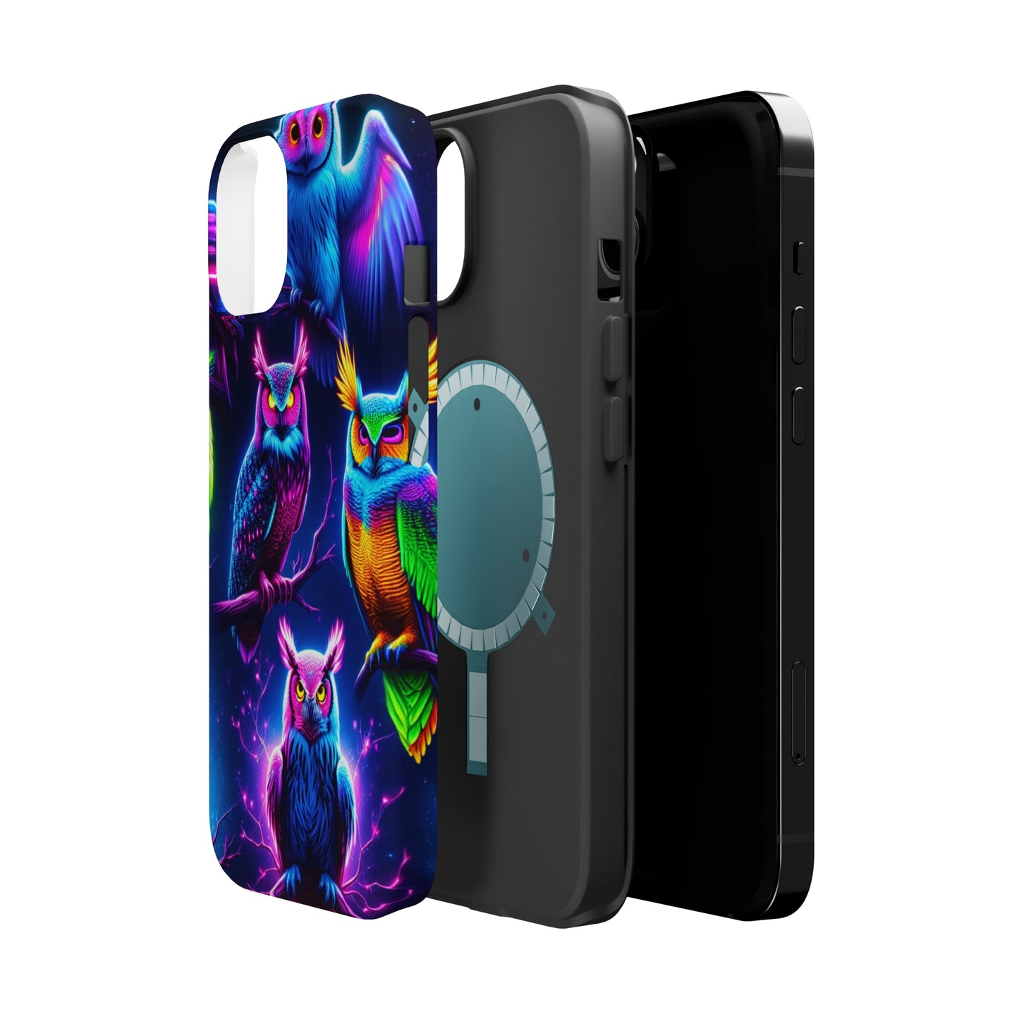 Neon Owlfection. Neon Owls Premium Art Magsafe Magnet Tough IPhone 13 14 15 Pro Plus Max and Mini in Matte and Glossy Phone cases
