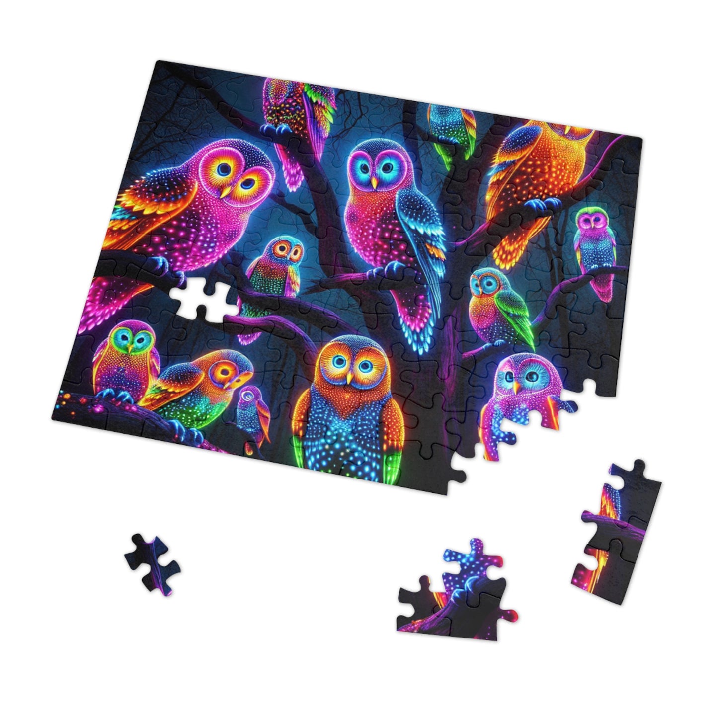 Neon Owlflock. - Neon Owls Puzzle