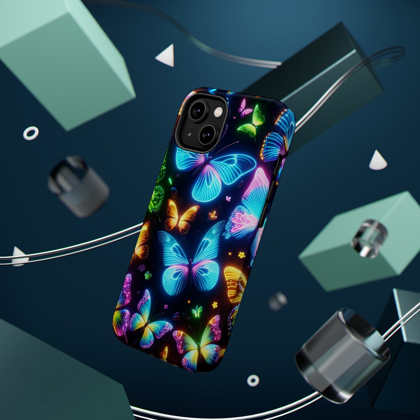 Luminous Butterfly Radiance Neon Butterflies Premium Art Magsafe Magnet Tough IPhone 13 14 15 Pro Plus Max and Mini in Matte and Glossy Phone cases