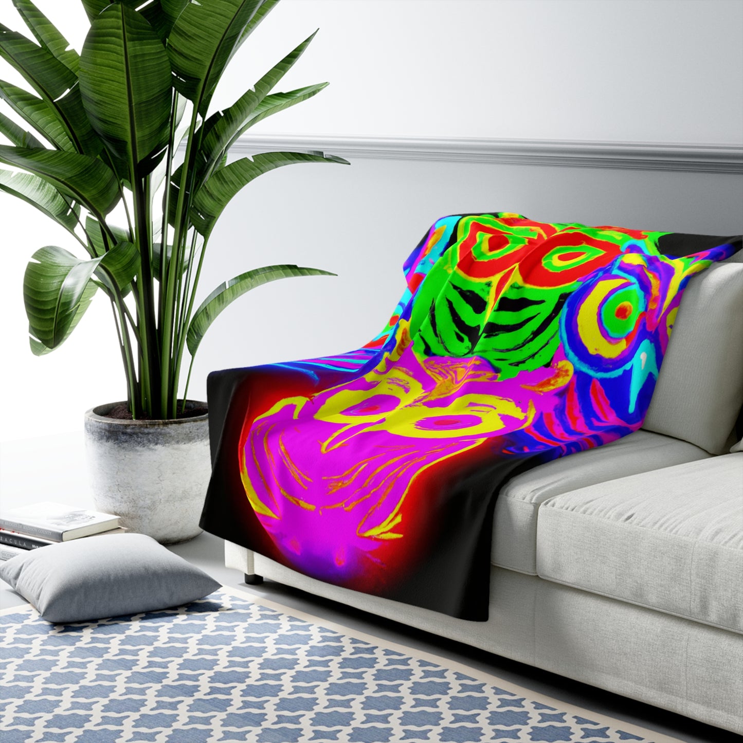 "Night Symphony" - NEON Owls Art Sherpa Blanket