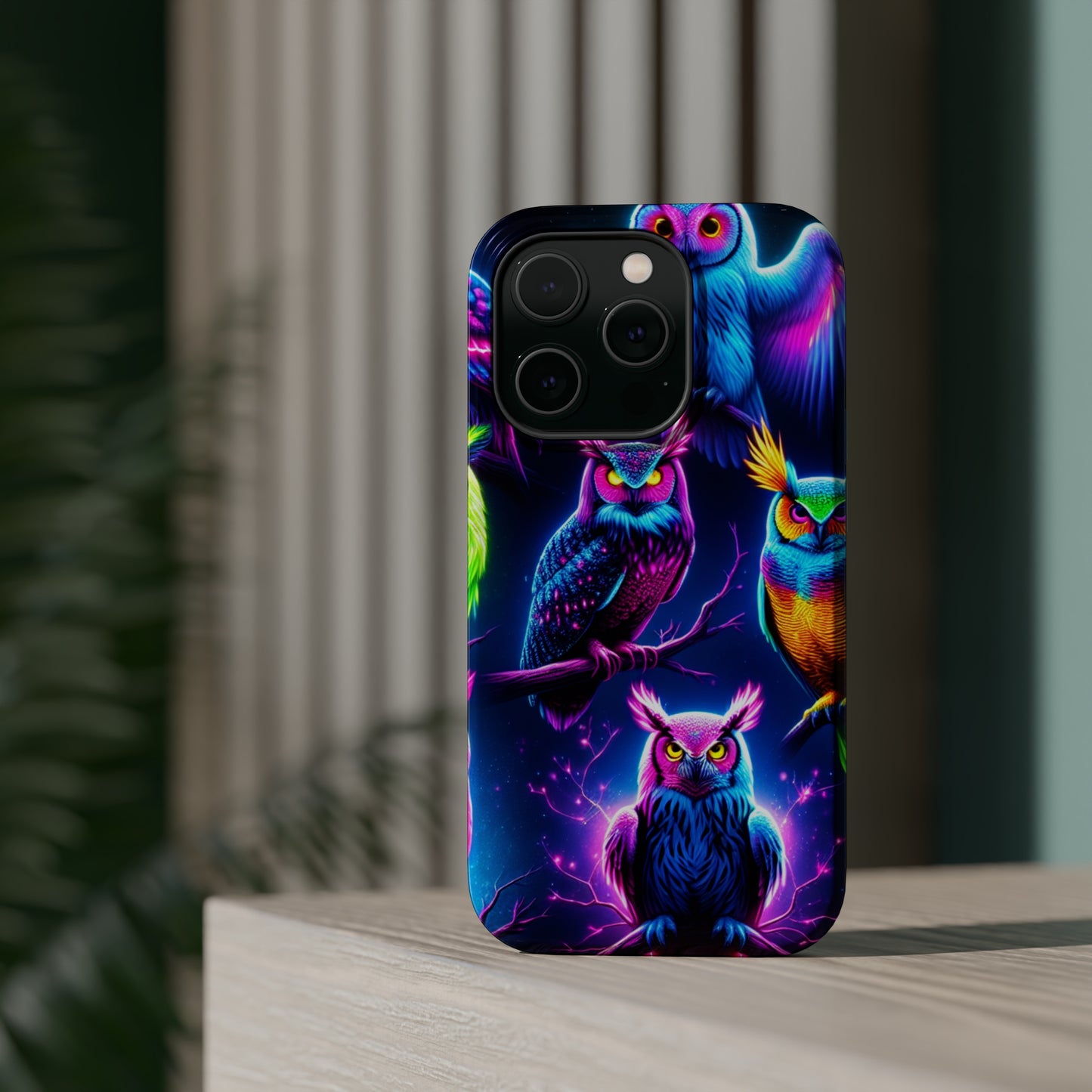 Neon Owlfection. Neon Owls Premium Art Magsafe Magnet Tough IPhone 13 14 15 Pro Plus Max and Mini in Matte and Glossy Phone cases