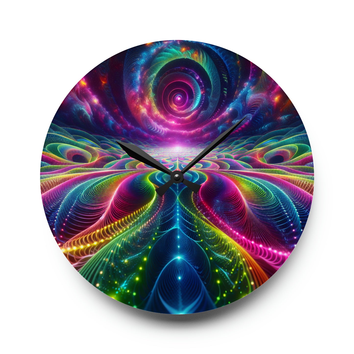 "Viva Vortex" Infinity Patterns Art Acrylic Clock