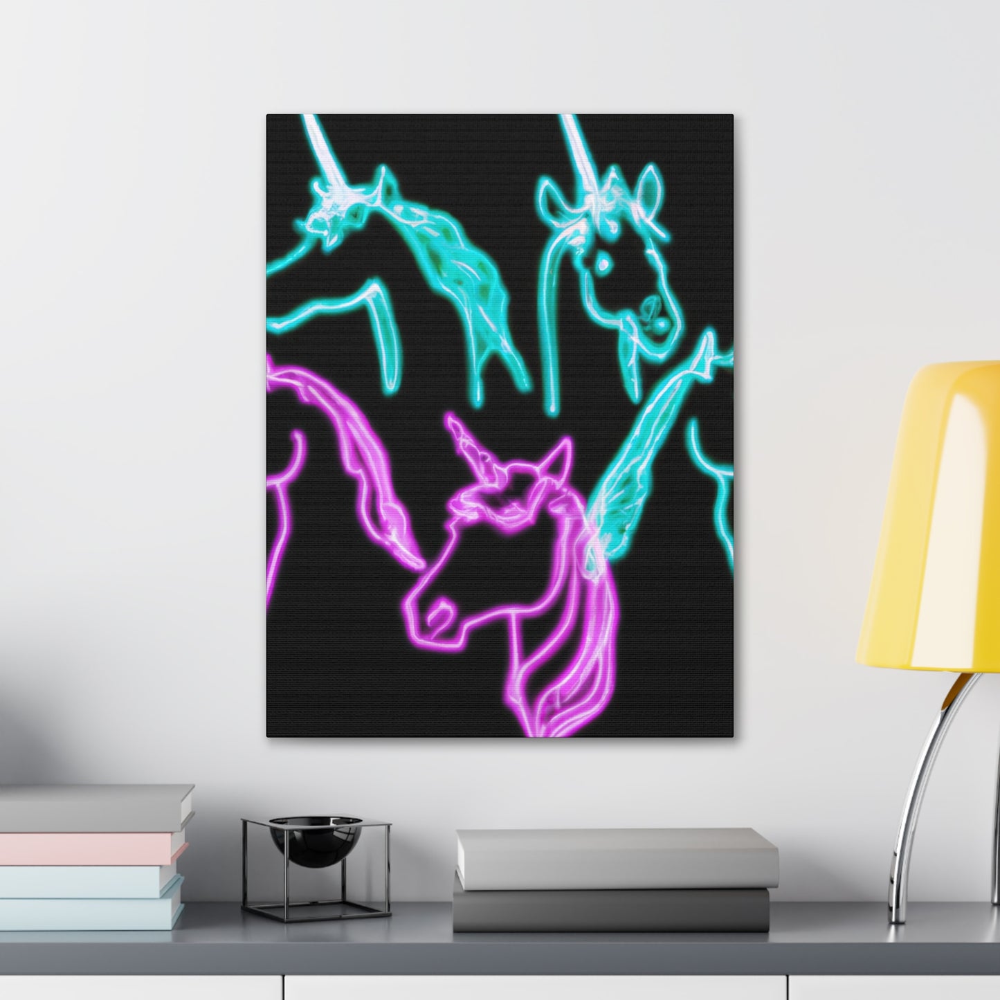 'Neon Unicorn Pod' NEON Unicorns Art Canvas