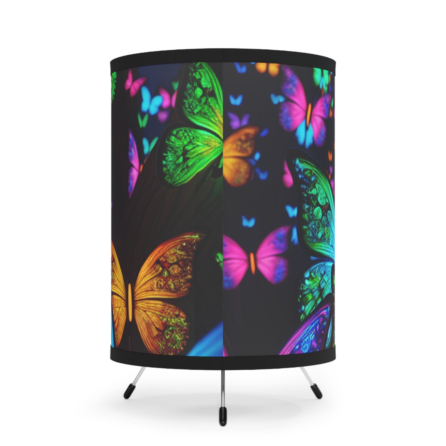 "Illuminating Flight" - NEON Butterflies Art Tripod Lamp