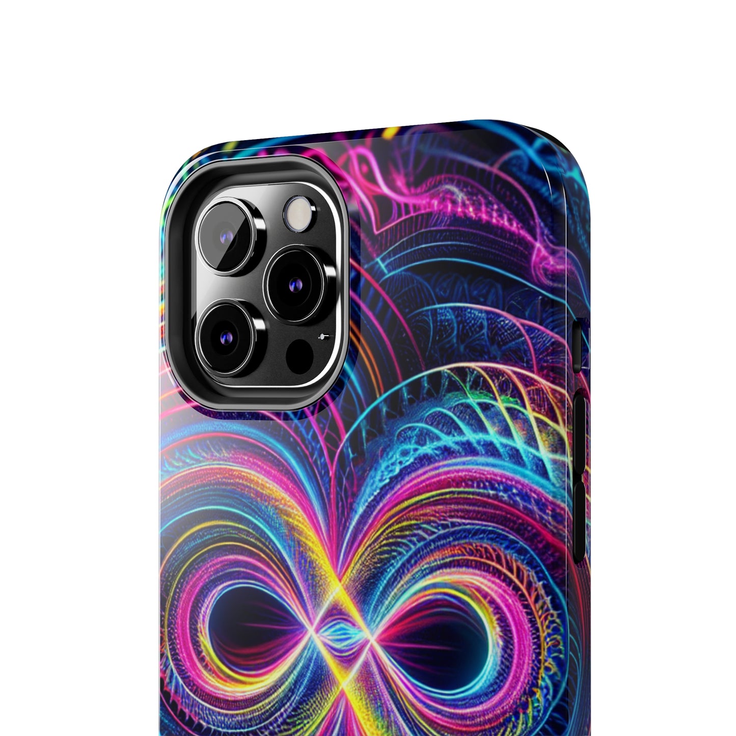 Psychedelic Dreams in Neon Void. Trippy Infinity Patterns Tough Phone Case Iphone 7 8 9 10 11 12 13 14 Pro Max Mini Plus XR XS SE