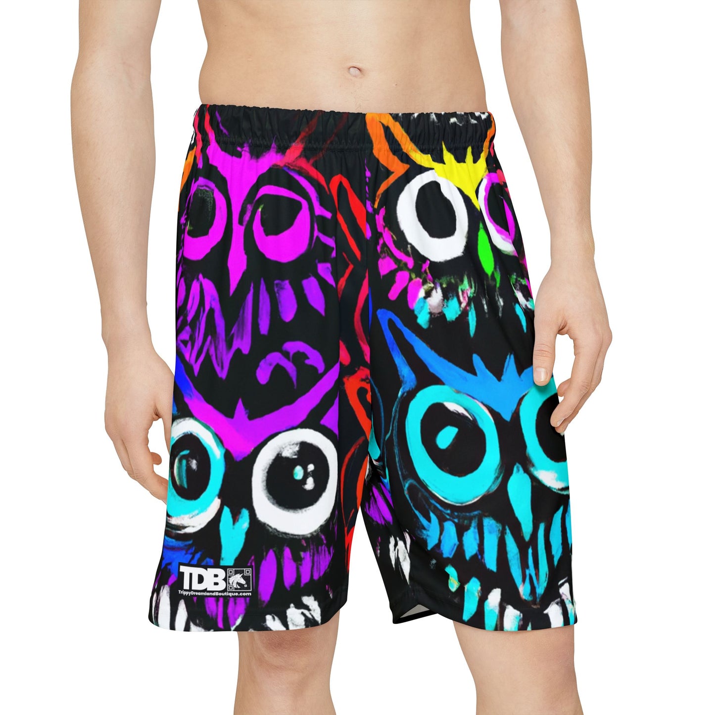 TDB Psychedelic Owl Sports Shorts - Vibrant Athletic Wear for Active Lifestyle