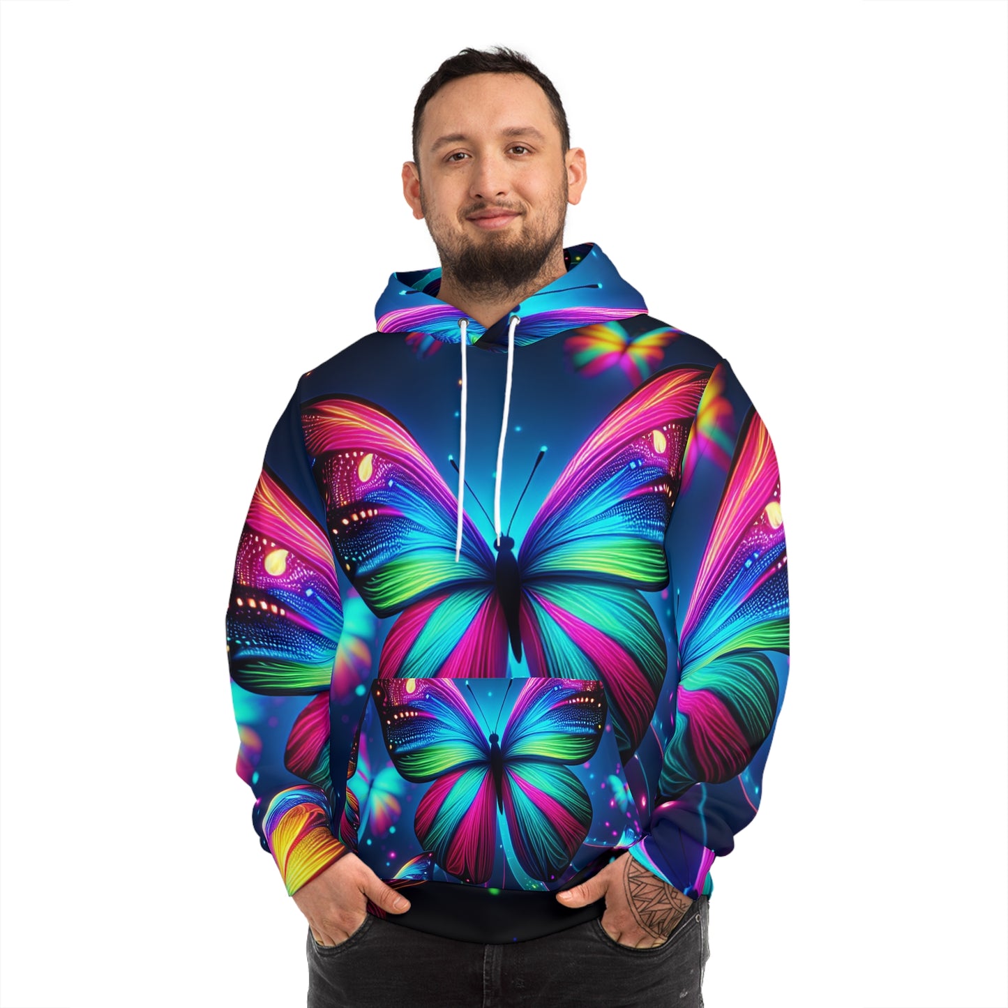 'Nebulae of Neon Butterflies' - Butterflies AOP Hoodie