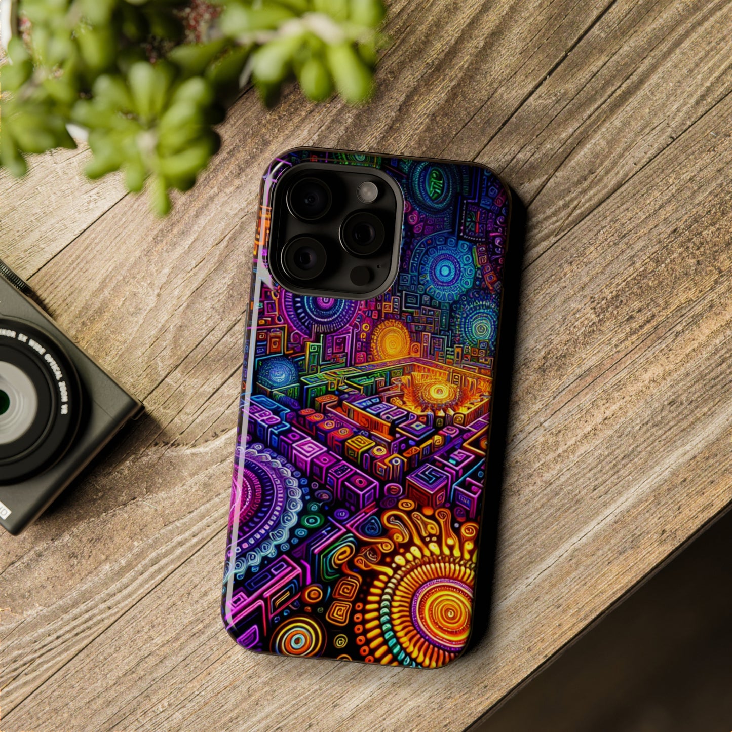 Vivid Voyage of Infinity Neon Splendor. Neon Trippy Infinity Patterns Premium Art Magsafe Magnet Tough IPhone 13 14 15 Pro Plus Max and Mini in Matte and Glossy Phone cases