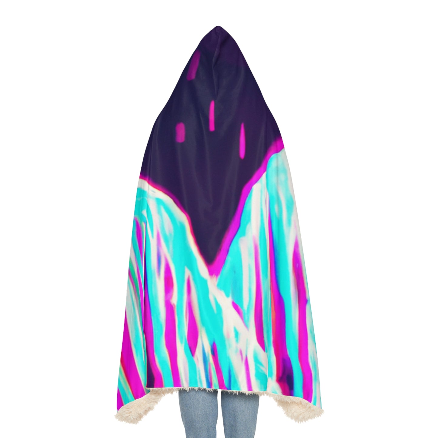 Neon Abstract Evolution - NEON Infinity Patterns Art Hooded Snuggle Blanket