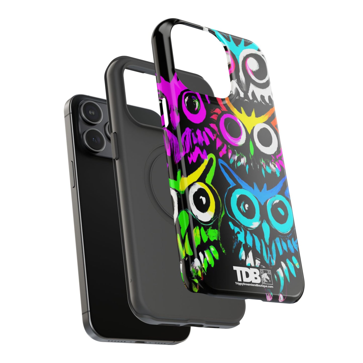 TDB Psychedelic Rave Owl Impact-Resistant Phone Case - Colorful Protection