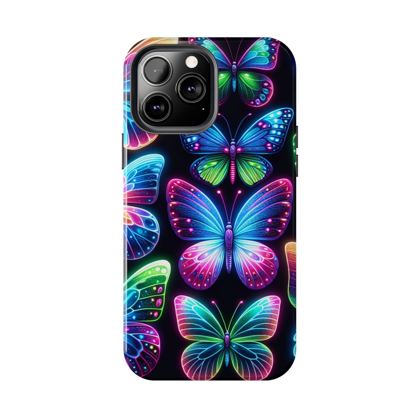 "Dance of the Neon Butterflies" NEON Butterflies Tough Phone Case Iphone 6 7 8 9 10 11 12 13 14 SE X XR XS Pro Max Mini Plus