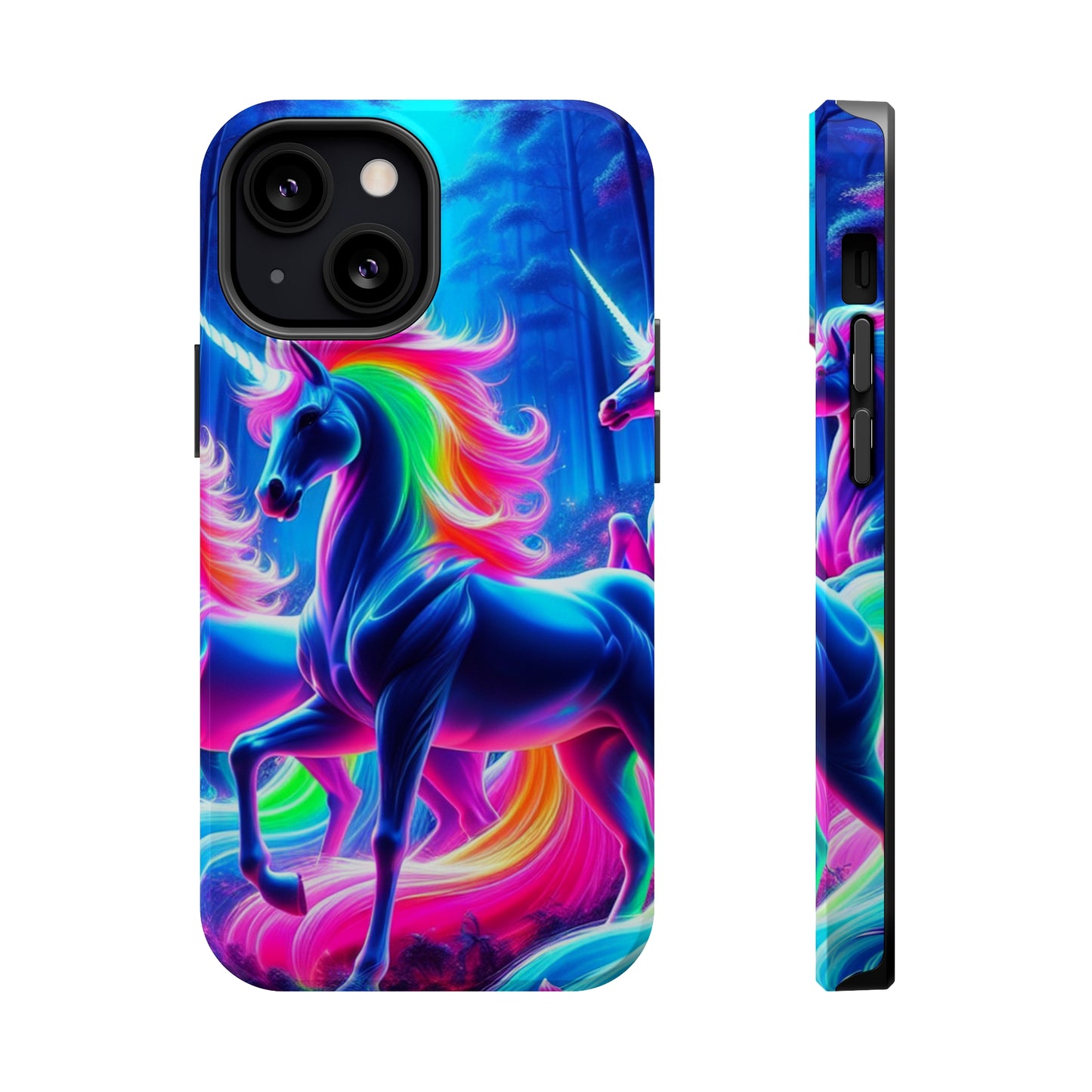 NeonNocturnals Neon Unicorns Premium Art Magsafe Magnet Tough IPhone 13 14 15 Pro Plus Max and Mini in Matte and Glossy Phone cases