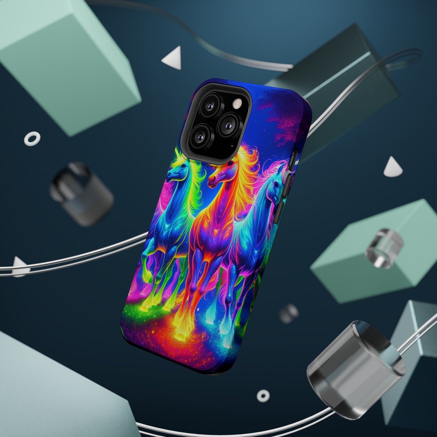 Neon Mystic Magicians Neon Unicorns Premium Art Magsafe Magnet Tough IPhone 13 14 15 Pro Plus Max and Mini in Matte and Glossy Phone cases