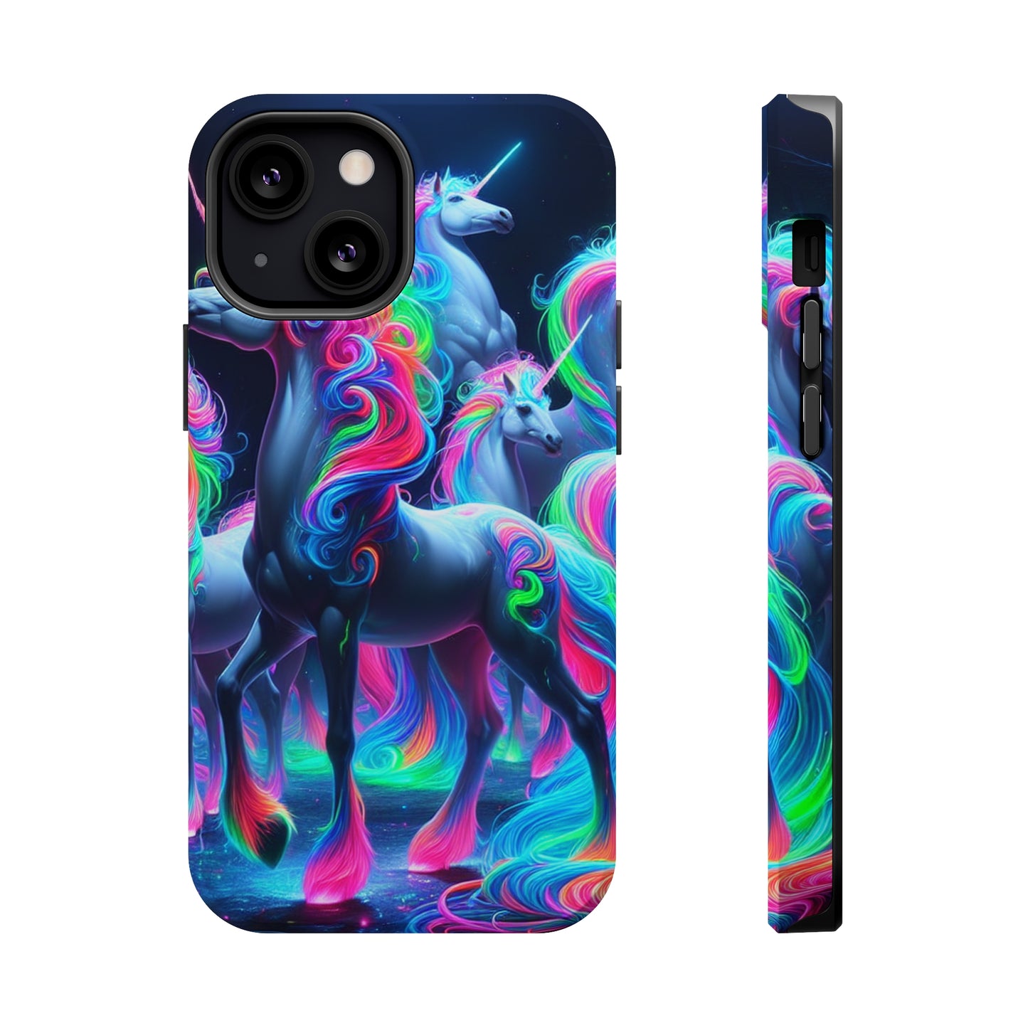 Neon Unicorn Prism. Neon Unicorns Premium Art Magsafe Magnet Tough IPhone 13 14 15 Pro Plus Max and Mini in Matte and Glossy Phone cases