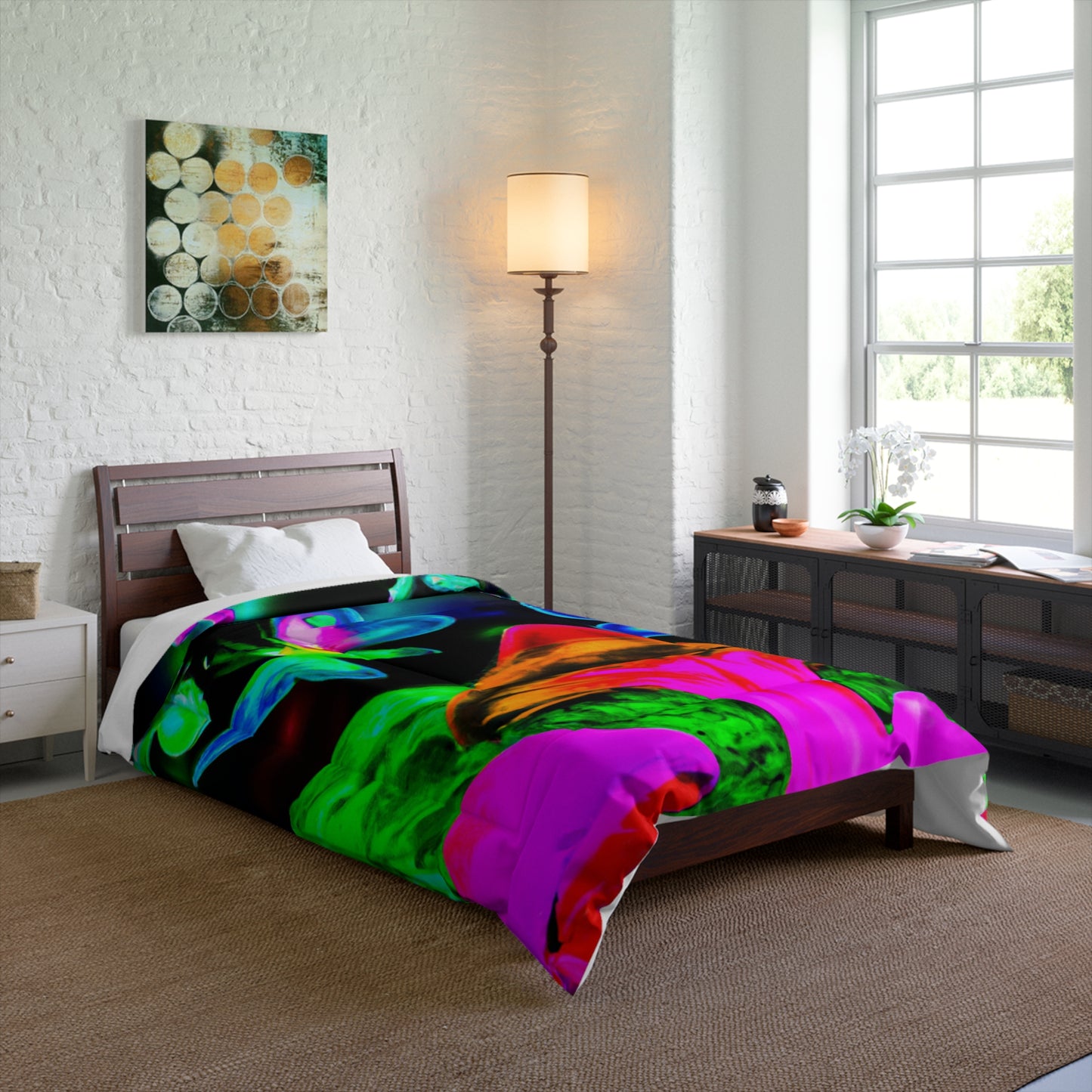 Vivid Cosmos. Butterflies & Mushrooms Comforter Blanket