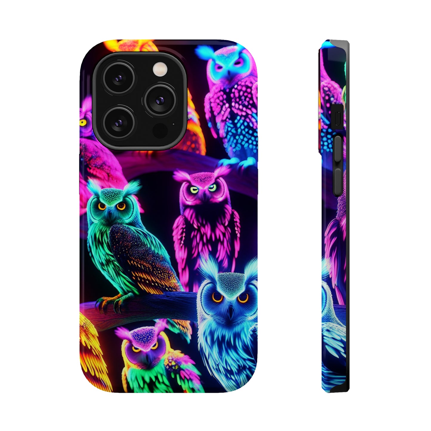 Neon Night Owls. Neon Owls Premium Art Magsafe Magnet Tough IPhone 13 14 15 Pro Plus Max and Mini in Matte and Glossy Phone cases