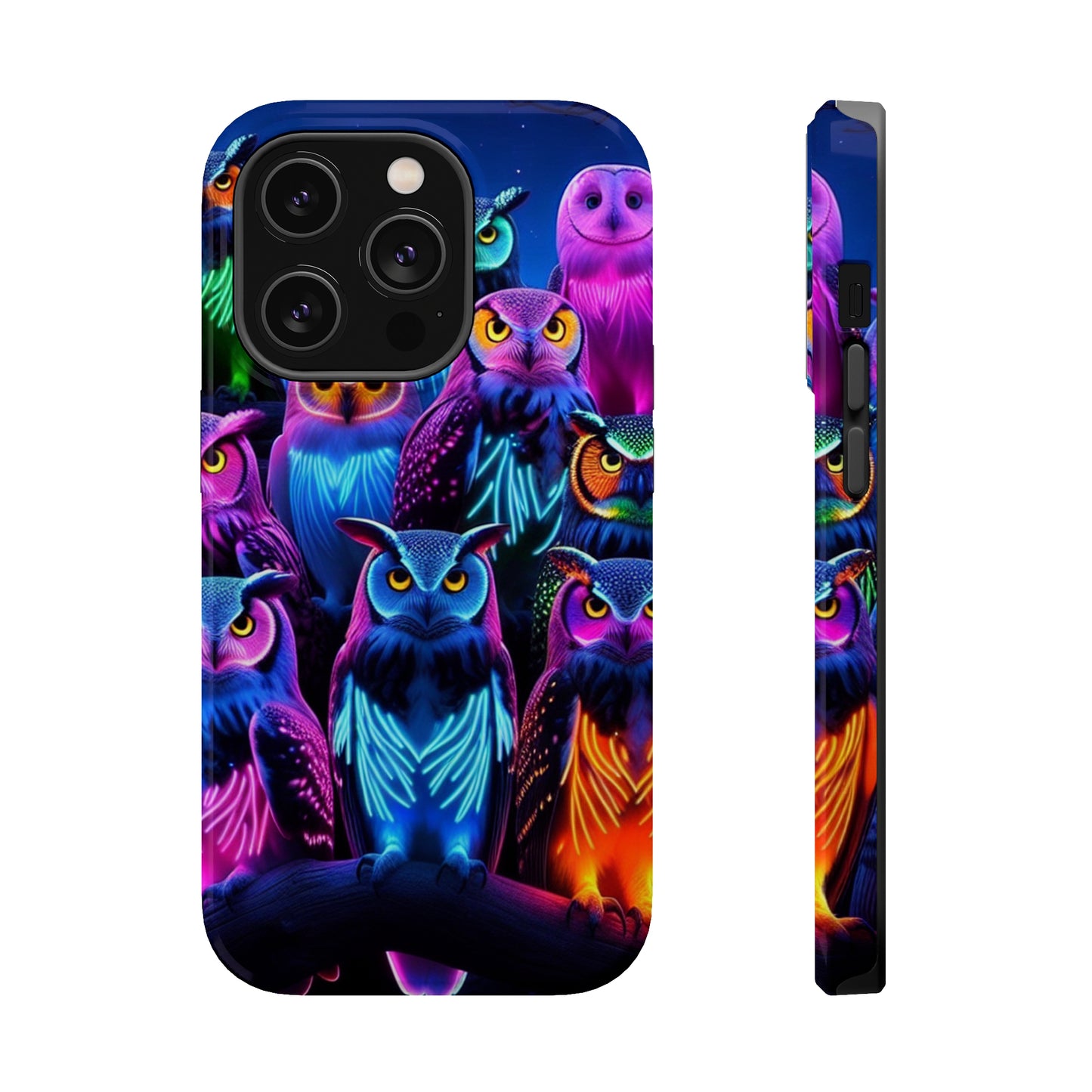 Neon Nocturne Owls. Neon Owls Premium Art Magsafe Magnet Tough IPhone 13 14 15 Pro Plus Max and Mini in Matte and Glossy Phone cases