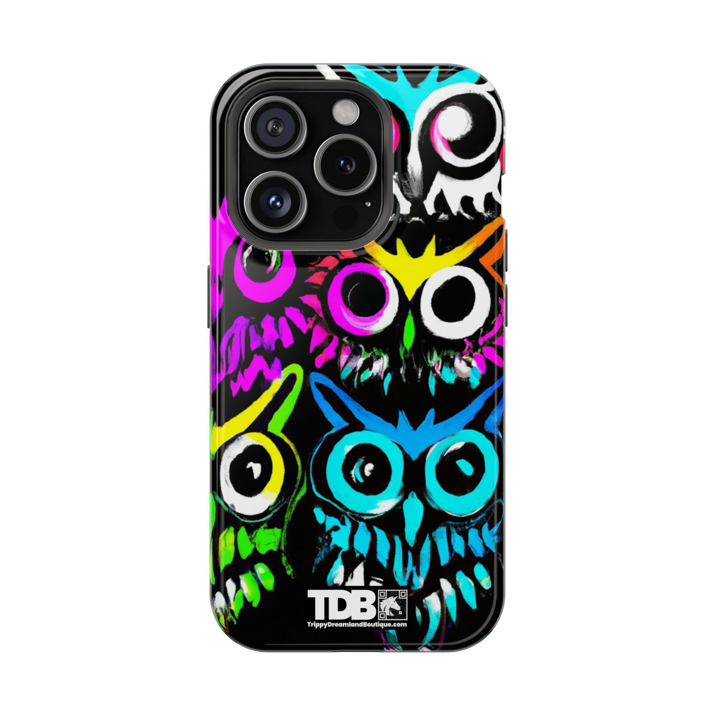 TDB Psychedelic Rave Owl Impact-Resistant Phone Case - Colorful Protection