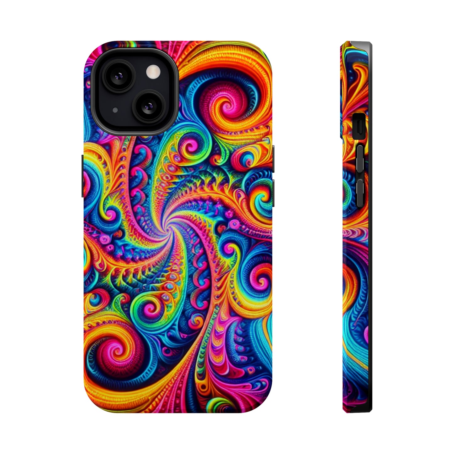 Trip-Infinite Radiance Neon Trippy Infinity Patterns Premium Art Magsafe Magnet Tough IPhone 13 14 15 Pro Plus Max and Mini in Matte and Glossy Phone cases