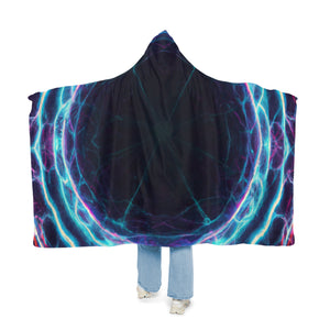 'Vibrant Cosmos' - NEON Infinity Patterns Art Hooded Snuggle Blanket