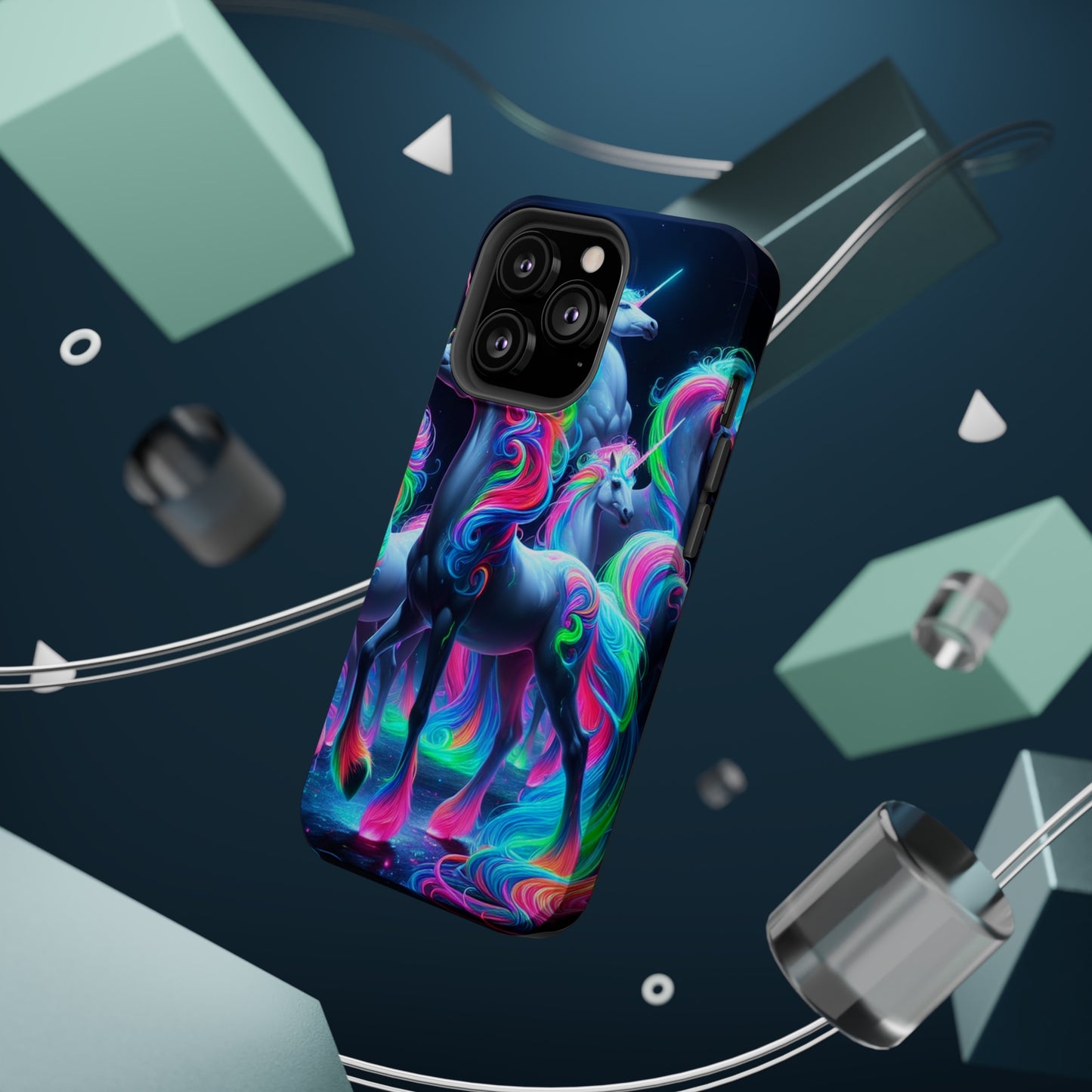 Neon Unicorn Prism. Neon Unicorns Premium Art Magsafe Magnet Tough IPhone 13 14 15 Pro Plus Max and Mini in Matte and Glossy Phone cases