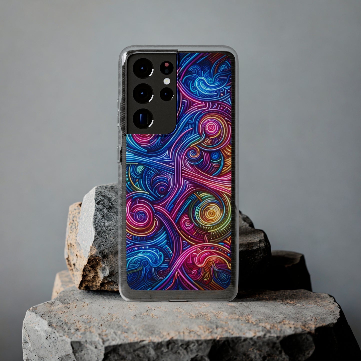 Vibrant Trippy Neon Infinity Ripples. Infinity Patterns Art Polycarbonate Phone Case Samsung Galaxy s21 s22 Google Pixel 6 Iphone 11 12 13 14 Pro Max Mini Plus