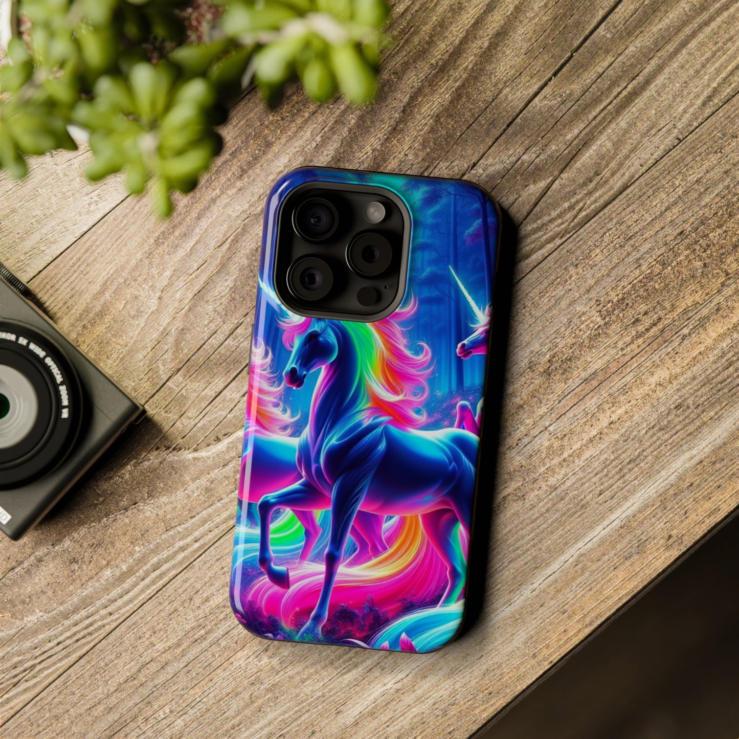 NeonNocturnals Neon Unicorns Premium Art Magsafe Magnet Tough IPhone 13 14 15 Pro Plus Max and Mini in Matte and Glossy Phone cases