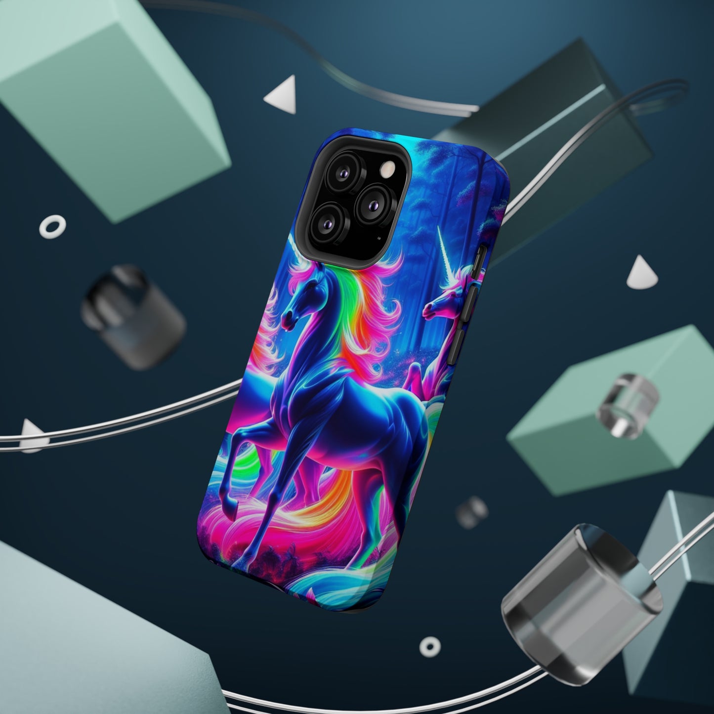 NeonNocturnals Neon Unicorns Premium Art Magsafe Magnet Tough IPhone 13 14 15 Pro Plus Max and Mini in Matte and Glossy Phone cases