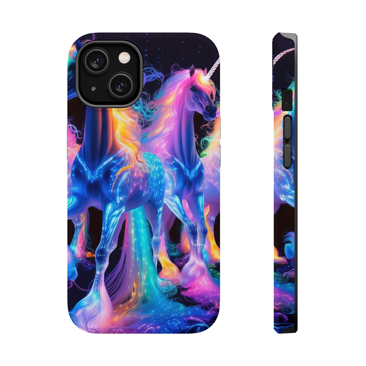 Neon Unicorn Bliss Neon Unicorns Premium Art Magsafe Magnet Tough IPhone 13 14 15 Pro Plus Max and Mini in Matte and Glossy Phone cases