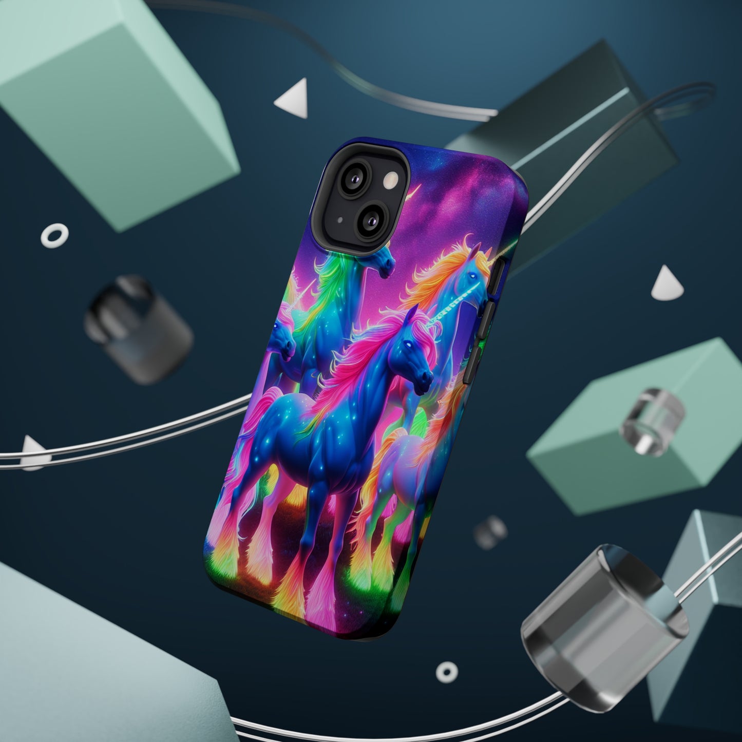 Neon Unicorn Congregation Neon Unicorns Premium Art Magsafe Magnet Tough IPhone 13 14 15 Pro Plus Max and Mini in Matte and Glossy Phone cases
