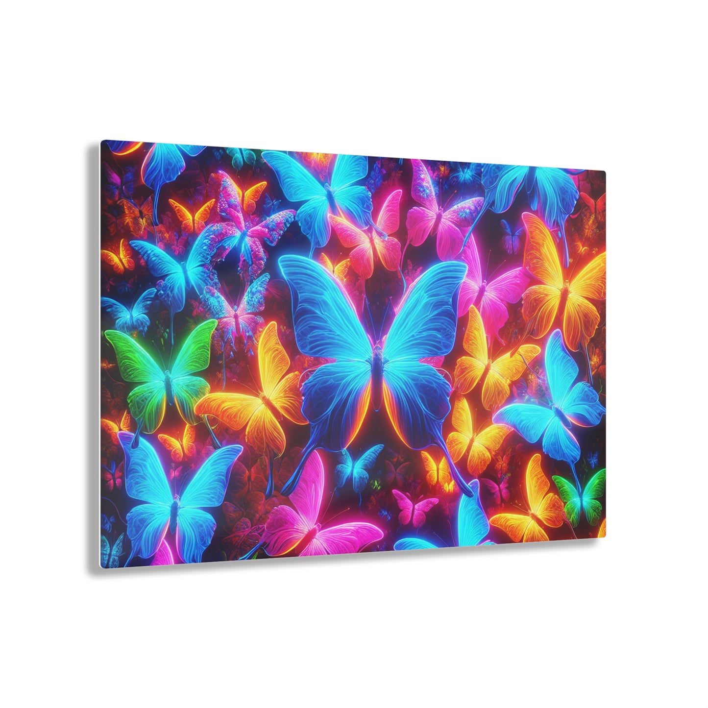 "Trail of Glowing Wings" NEON Butterflies Art 1/4" Glossy Acrylic Art