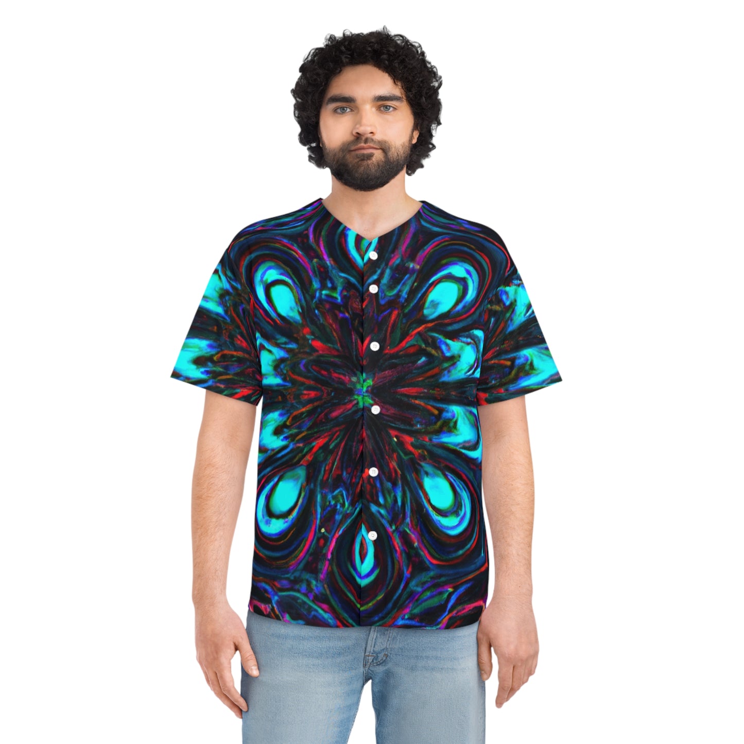 Eternal Radiance of the Nebulous Cosmos Trippy Infinity Patterns Mens Jersey