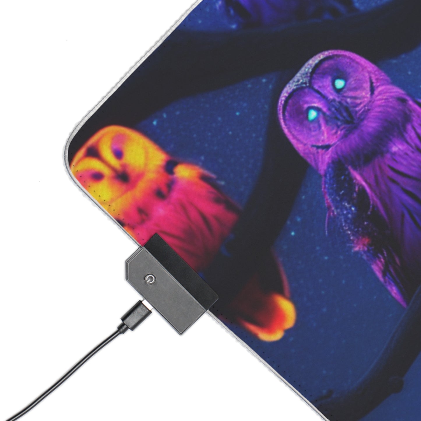 "Neon Nocturne" NEON Owls Art LED Mousepad