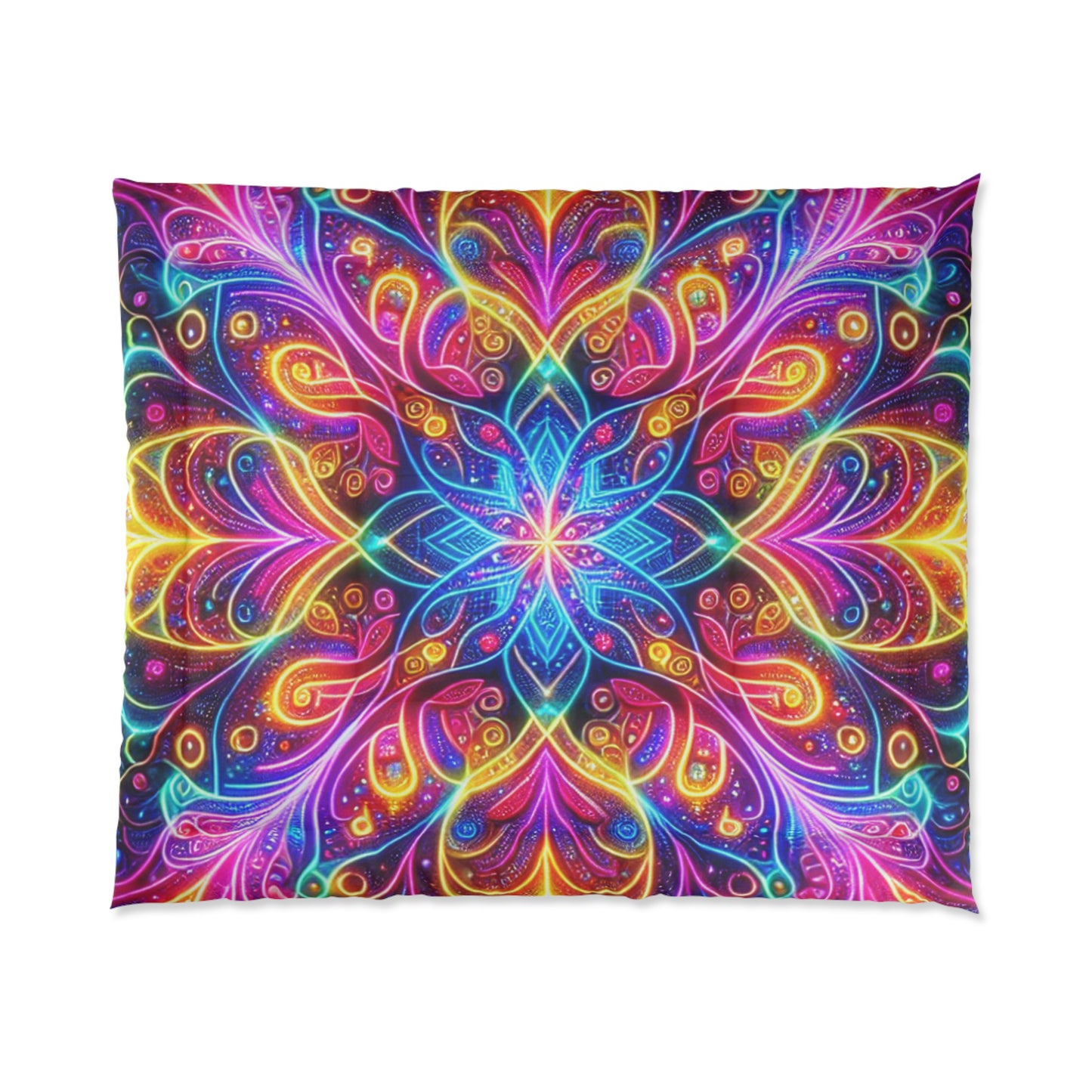 Psychedelic Rainbow Infinity Fantasia. Trippy Infinity Patterns Comforter Blanket