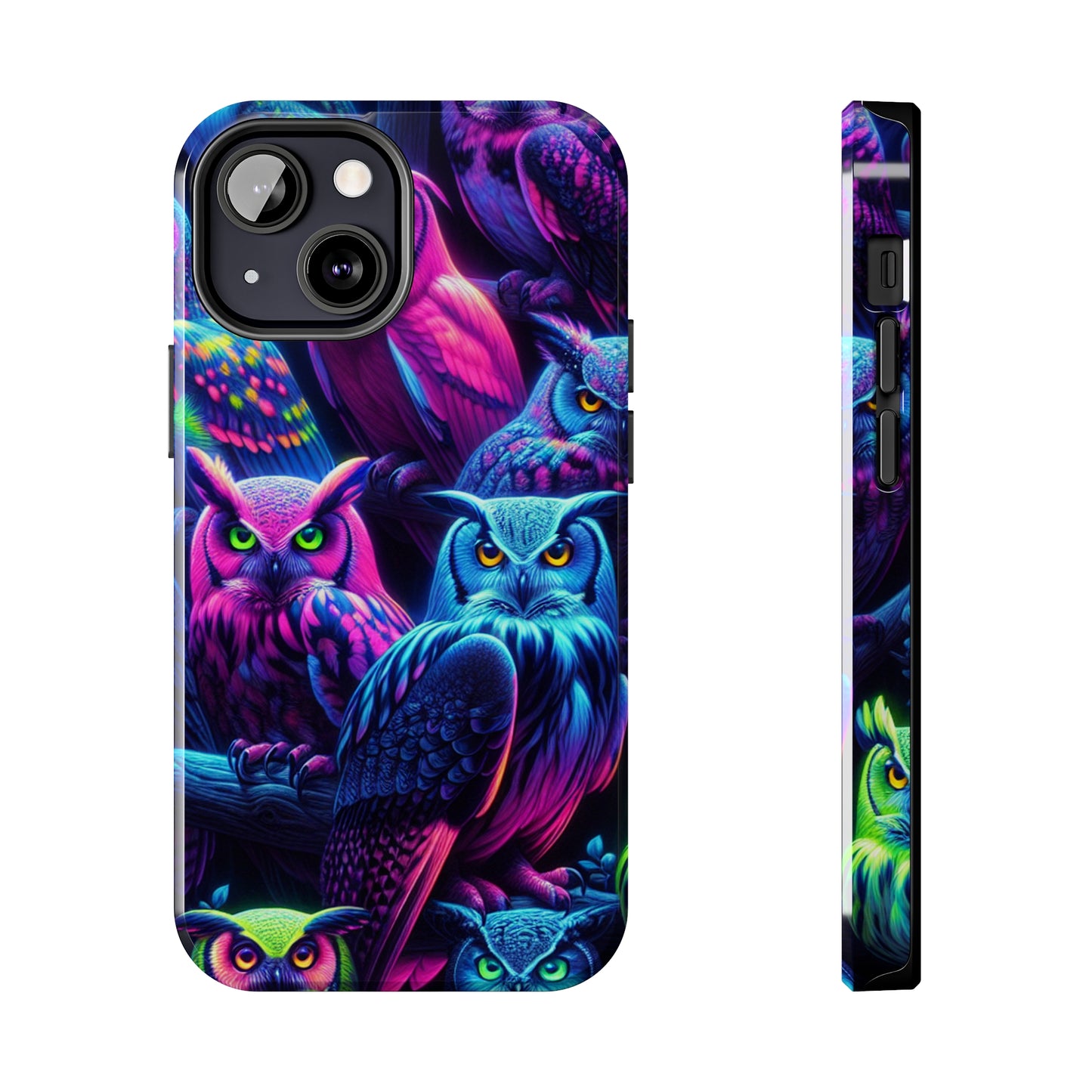 "Vivid Neon Nocturnal Symphony" NEON Owls Tough Phone Case