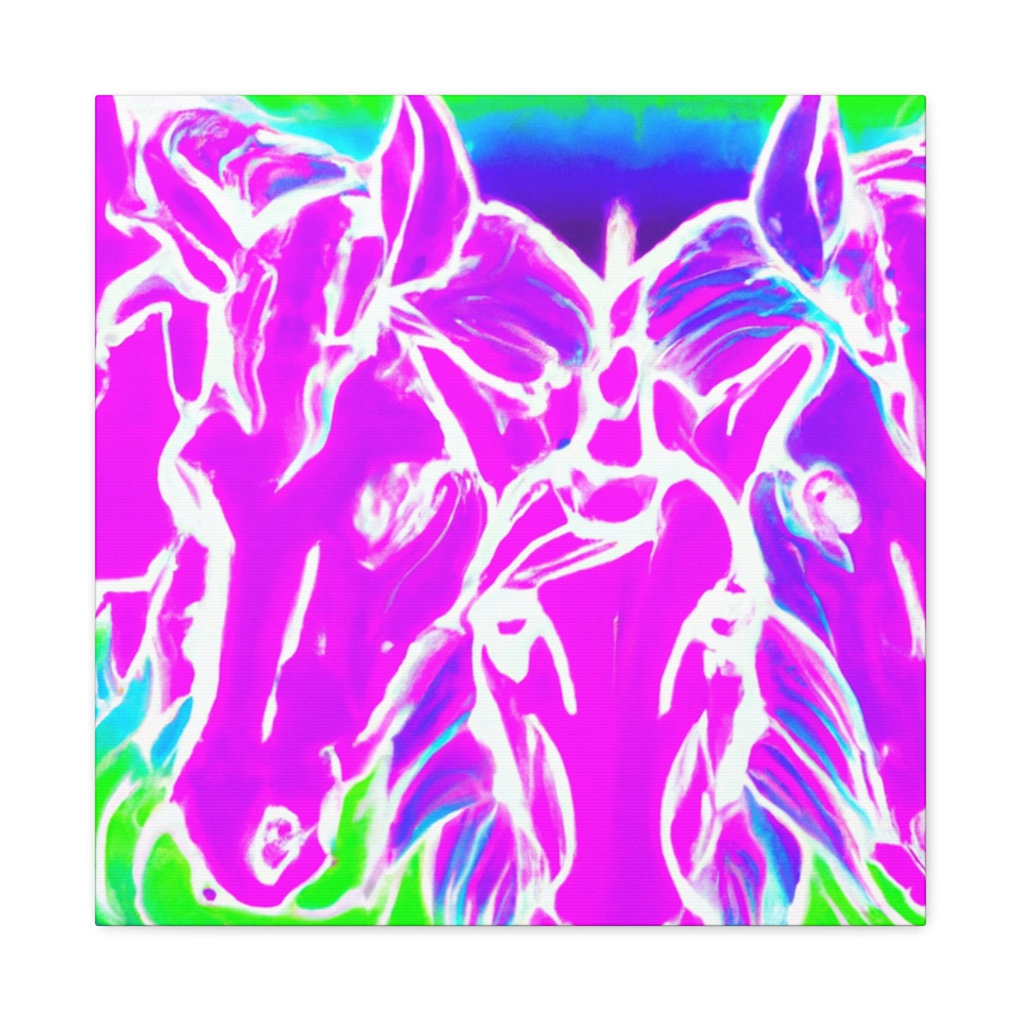Neon Splendor Unicorns. NEON Unicorns Art Canvas
