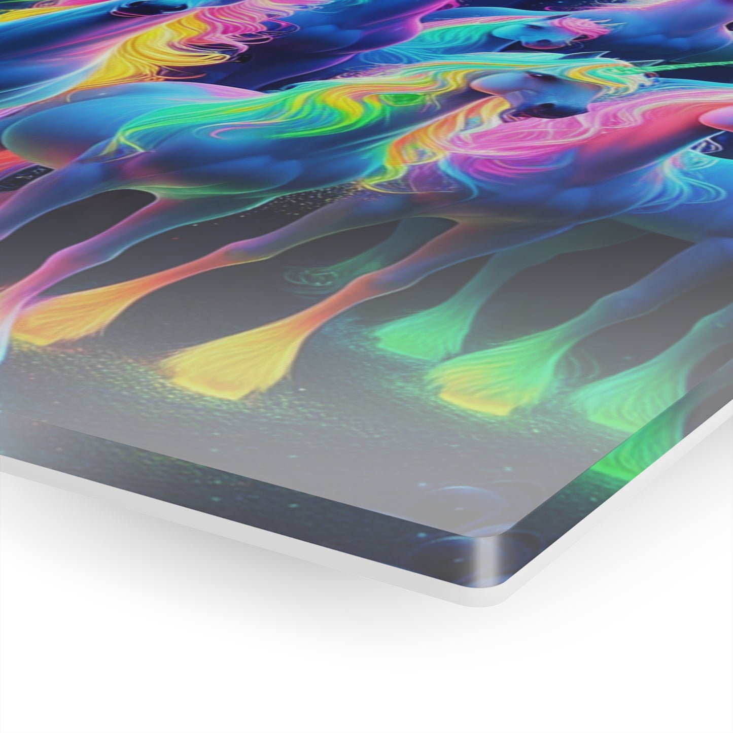 Cosmic Chromatic Unicorns. NEON Unocrons Art 1/4" Glossy Acrylic Art