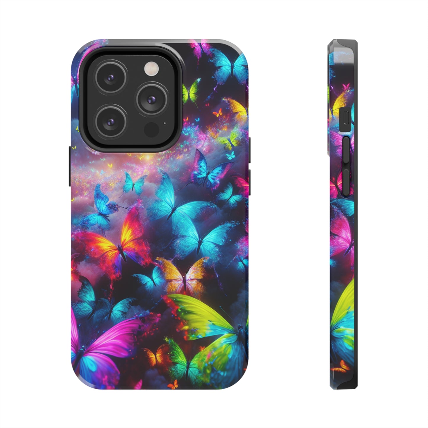 "Neon Flutterings" NEON Butterflies Tough Phone Case Iphone 7 8 9 10 11 12 13 14 SE X XR XS Pro Max Mini Plus