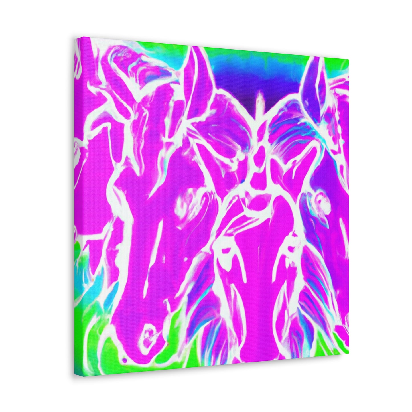 Neon Splendor Unicorns. NEON Unicorns Art Canvas