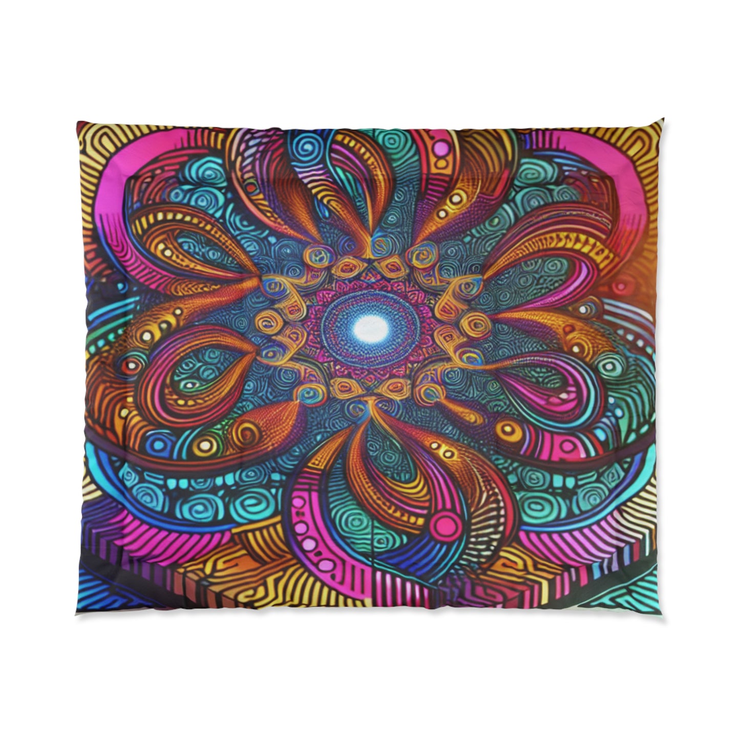 Vibrant Neon Aquascape Infinity Trippy Infinity Patterns Comforter Blanket