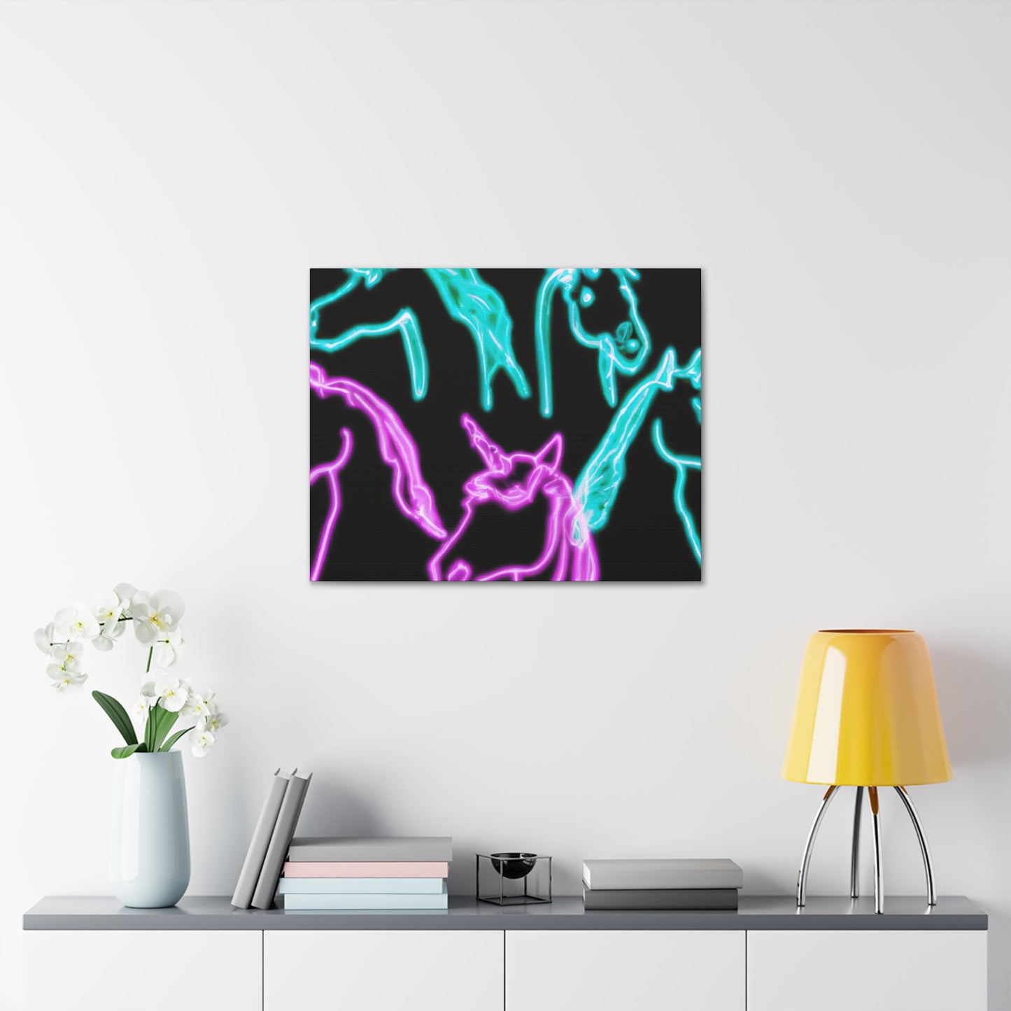 'Neon Unicorn Pod' NEON Unicorns Art Canvas
