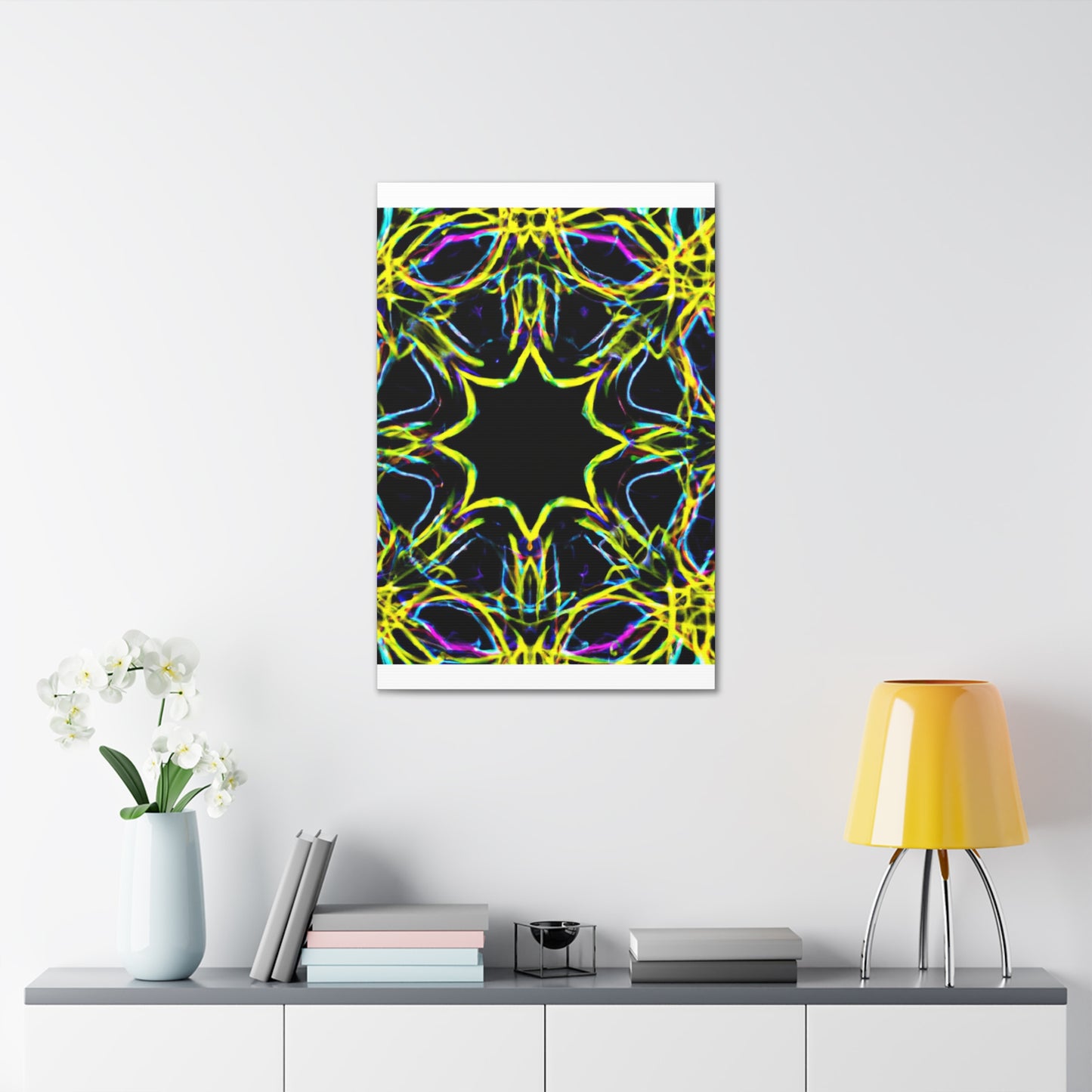 Vivid Neon Dreams of Infinity. Trippy Infinity Patterns Art Canvas