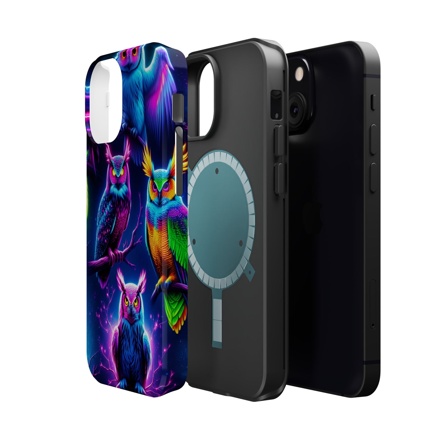 Neon Owlfection. Neon Owls Premium Art Magsafe Magnet Tough IPhone 13 14 15 Pro Plus Max and Mini in Matte and Glossy Phone cases