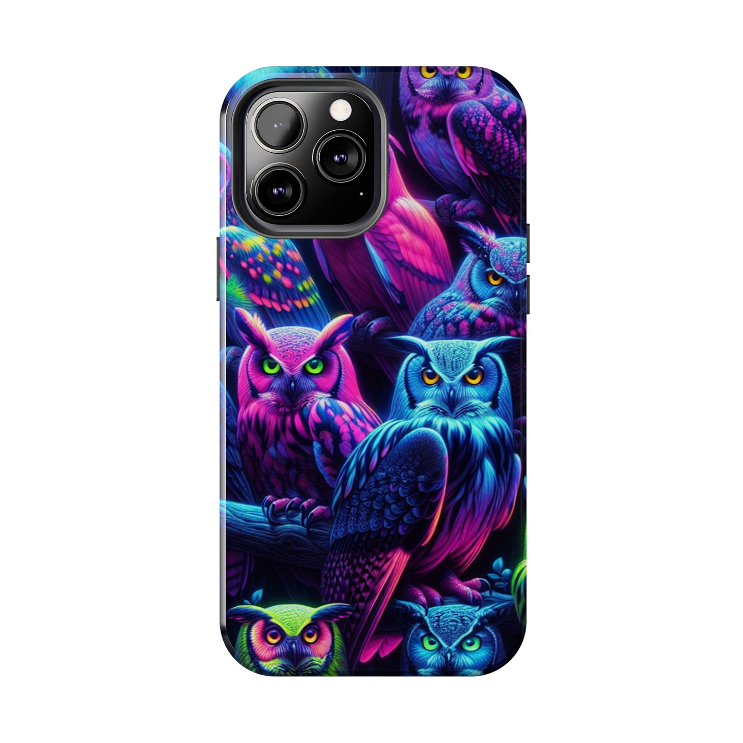 "Vivid Neon Nocturnal Symphony" NEON Owls Tough Phone Case