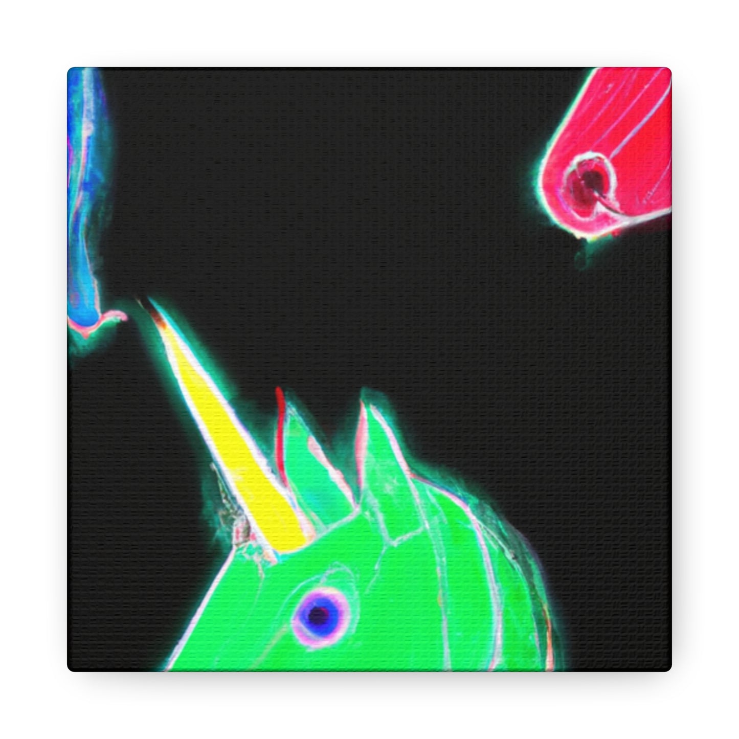 "Neon Rainbow Unicorn Cluster" NEON Unicorns Art Canvas