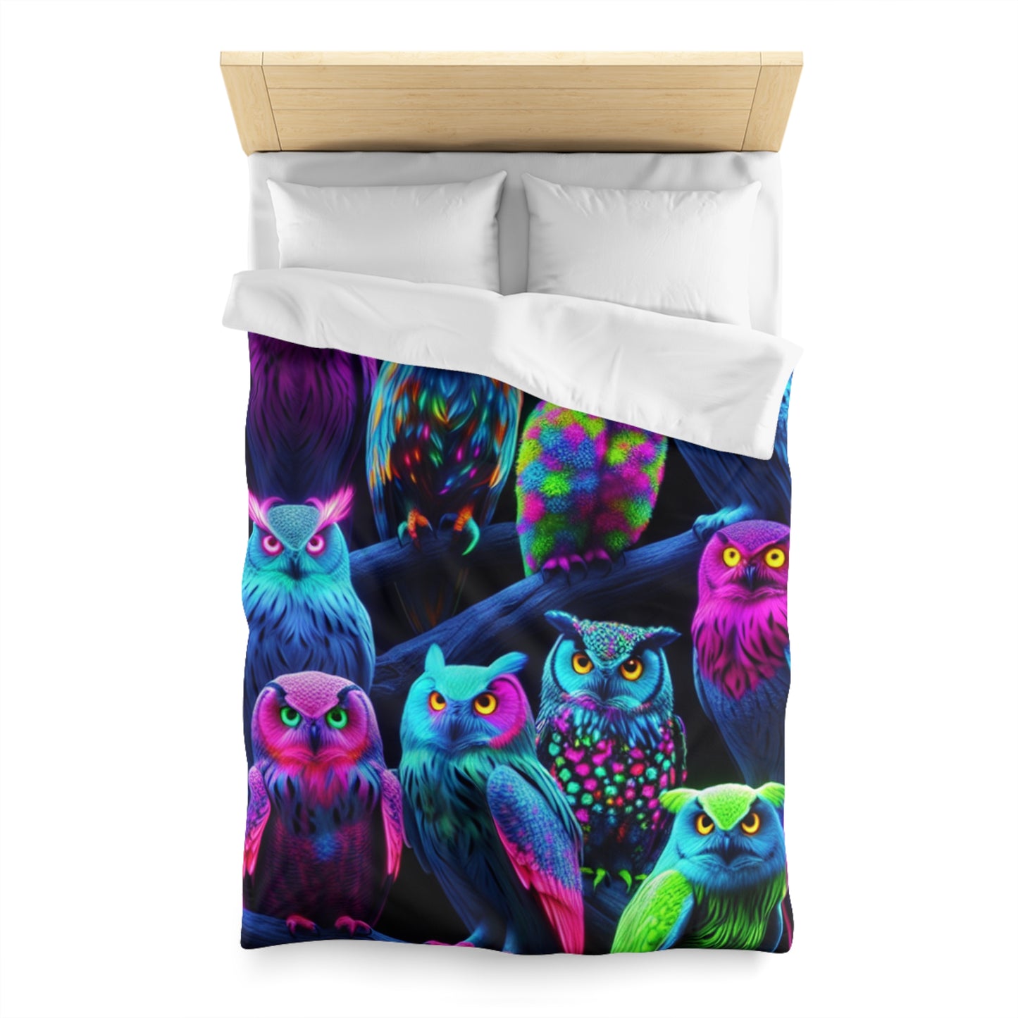 Giovanni Veronese - NEON Owls Microfiber Duvet Cover