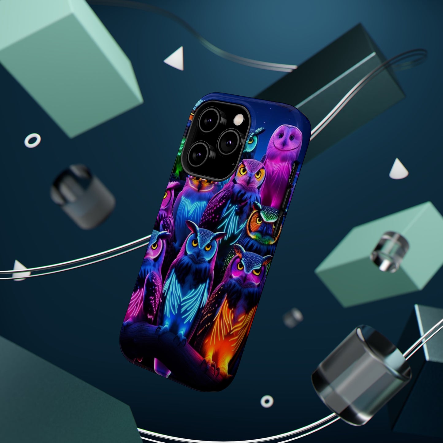 Neon Nocturne Owls. Neon Owls Premium Art Magsafe Magnet Tough IPhone 13 14 15 Pro Plus Max and Mini in Matte and Glossy Phone cases