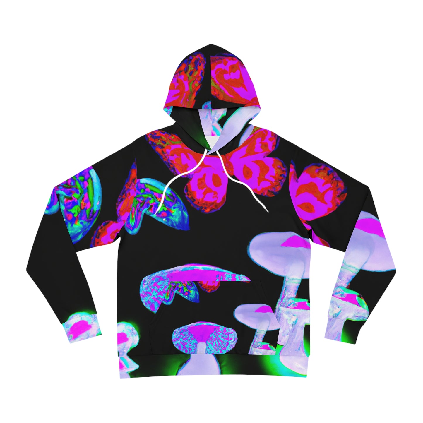 "Neon Fantasy Garden" - Butterflies & Mushrooms AOP Hoodie
