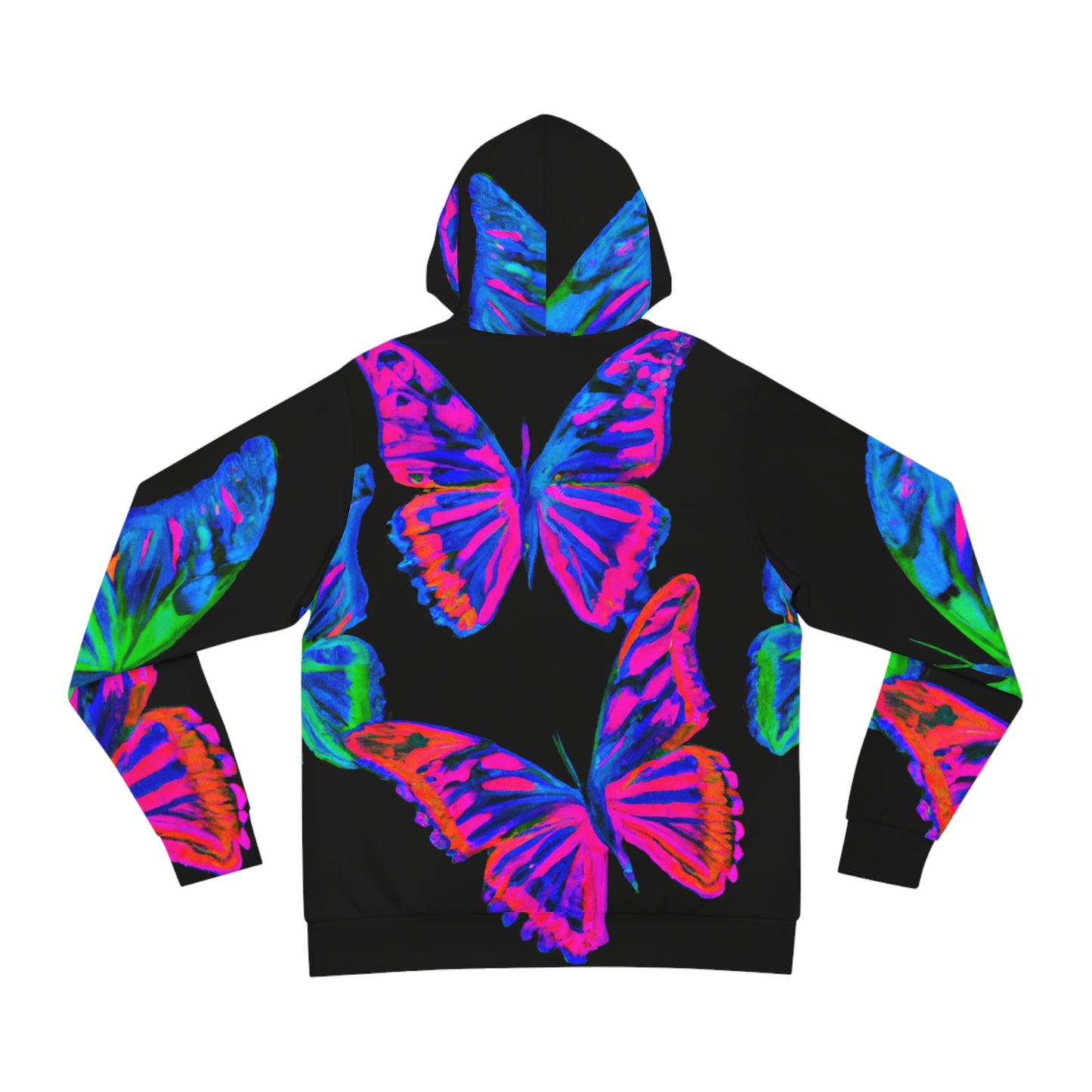 Neon Flutterby Frenzy - Butterflies AOP Hoodie